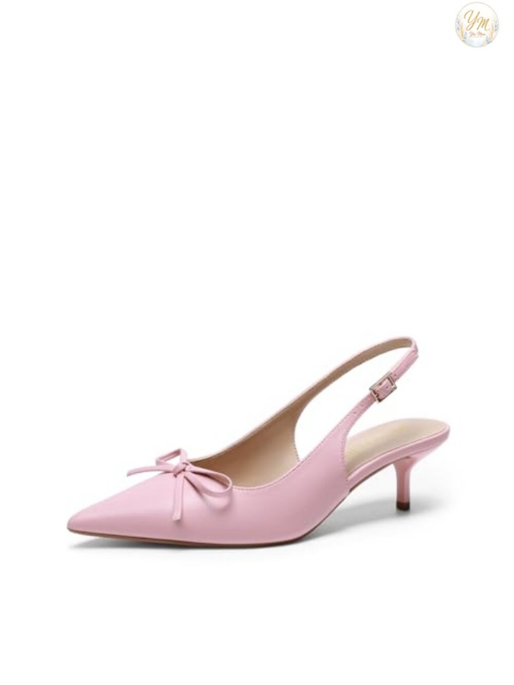 Women's Slingback Kitten Heel Pointed Toe Pumps Faux Leather